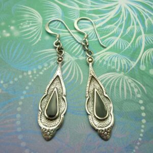 Vintage Elegant Vintage Sterling Silver Earrings  Charm - Black Onyx - Style 6