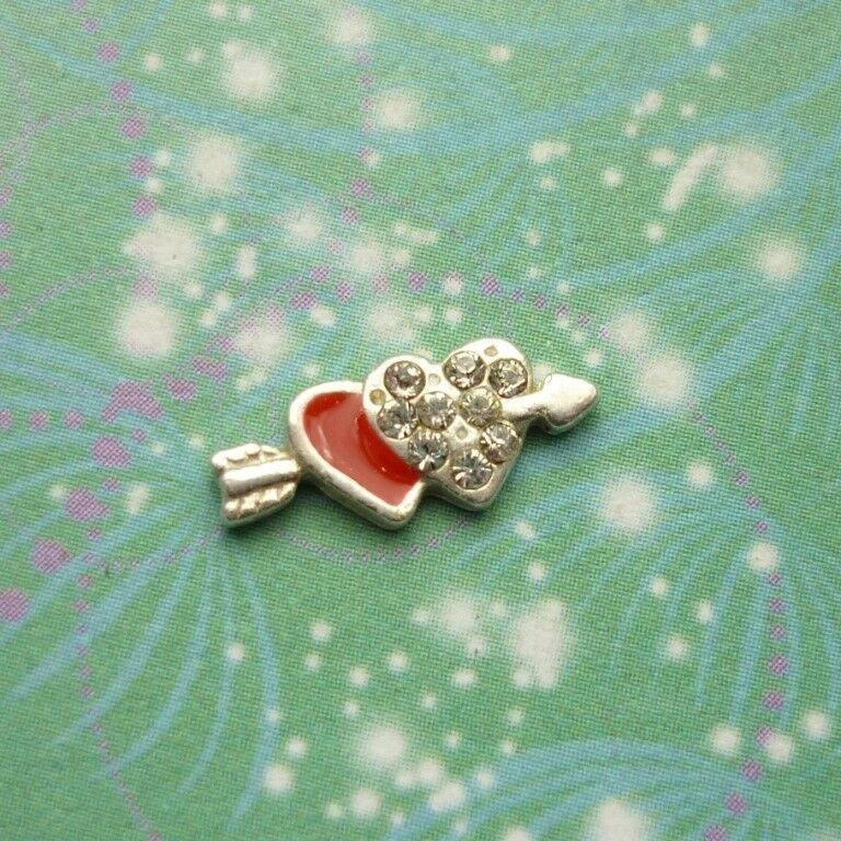 Red Double Hearts with Arrow Red Charm For Memory Lockets