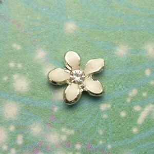 Dainty White Flower with Jewel For locket