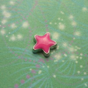 Dark Pink Rose Coloured Star Charm For Glass Memory Lockets