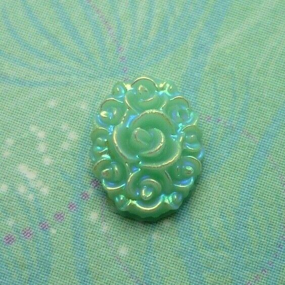 Green Colored Rose Cabochon for Glass Story Locket