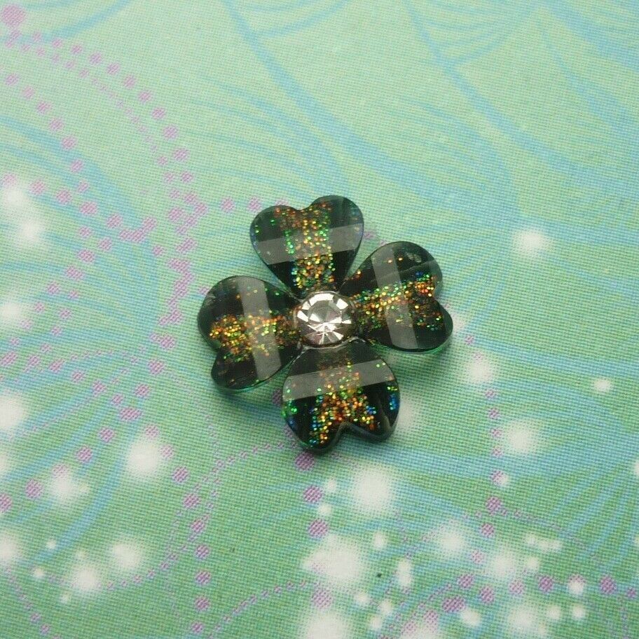 Sparkle Black Clover Flower charm for Personalised Keepsake Jewelry