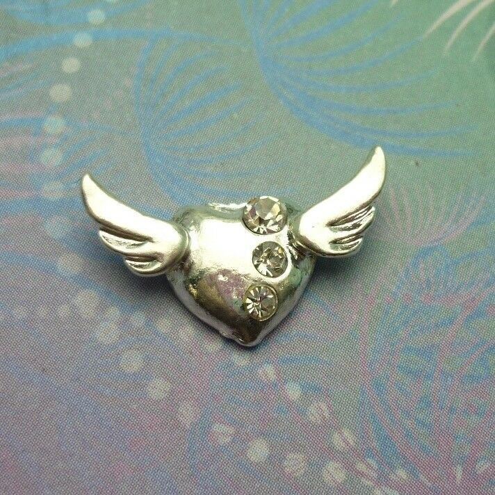 Big Angel Heart Wings with Jewels Charm for Personalised Keepsake Memory Lockets