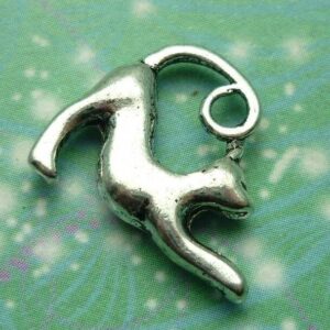 Big Silver Cat Charm for Personalised Keepsake Memory Locket Jewellery