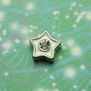 Star White & Crystal Jewel For Keepsake Memory Lockets
