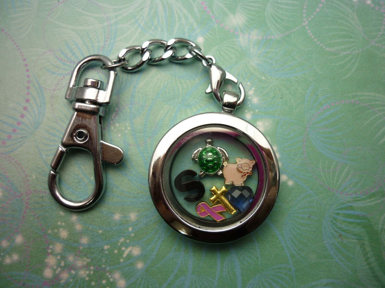 Keychain Keyring Locket - Purple UV Colour - Floating Charm Story Living Locket - Image 2