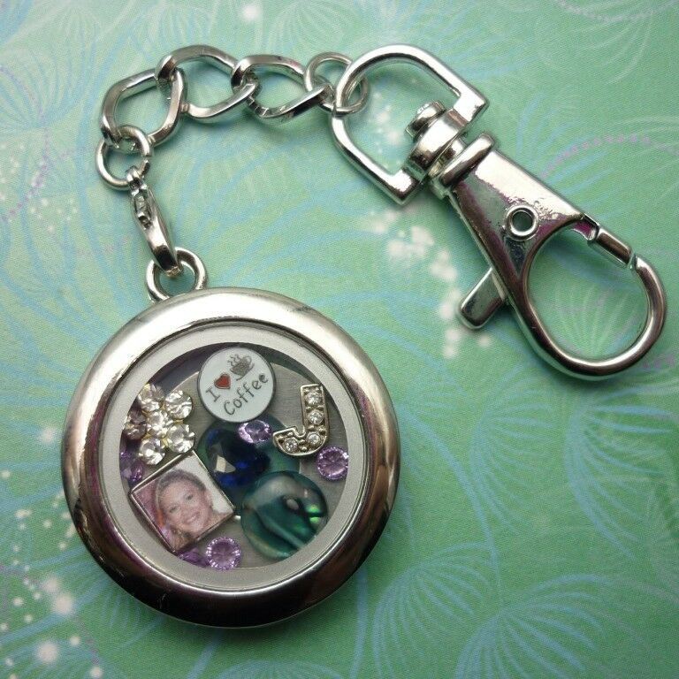Keychain Keyring Locket - Purple UV Colour - Floating Charm Story Living Locket - Image 3