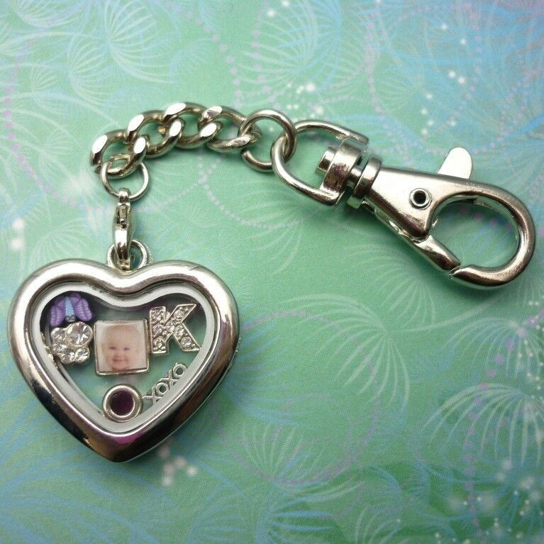 Keychain Keyring Locket - Purple UV Colour - Floating Charm Story Living Locket - Image 9
