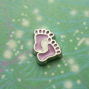 Silver Baby Feet Purple - Charm for locket necklaces