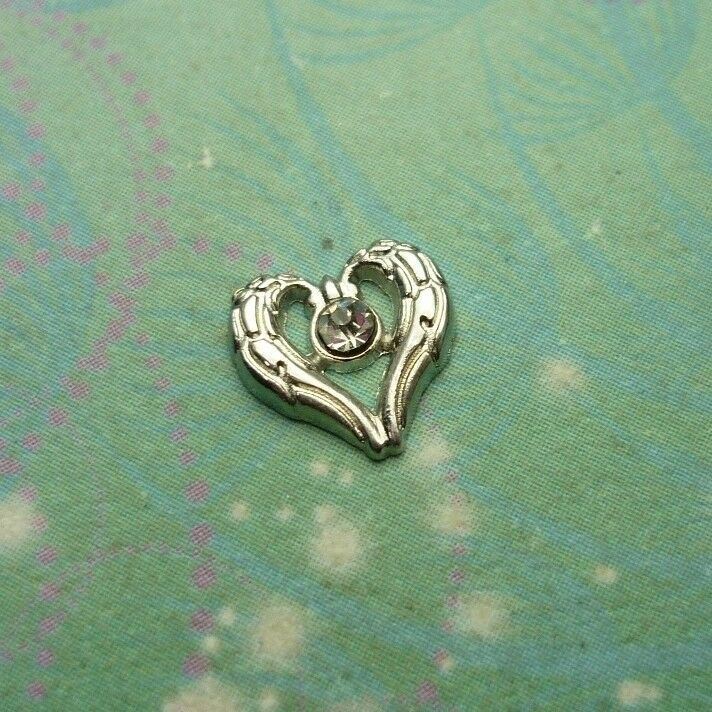 Adorable Angel Wings Heart with Jewel - Charm