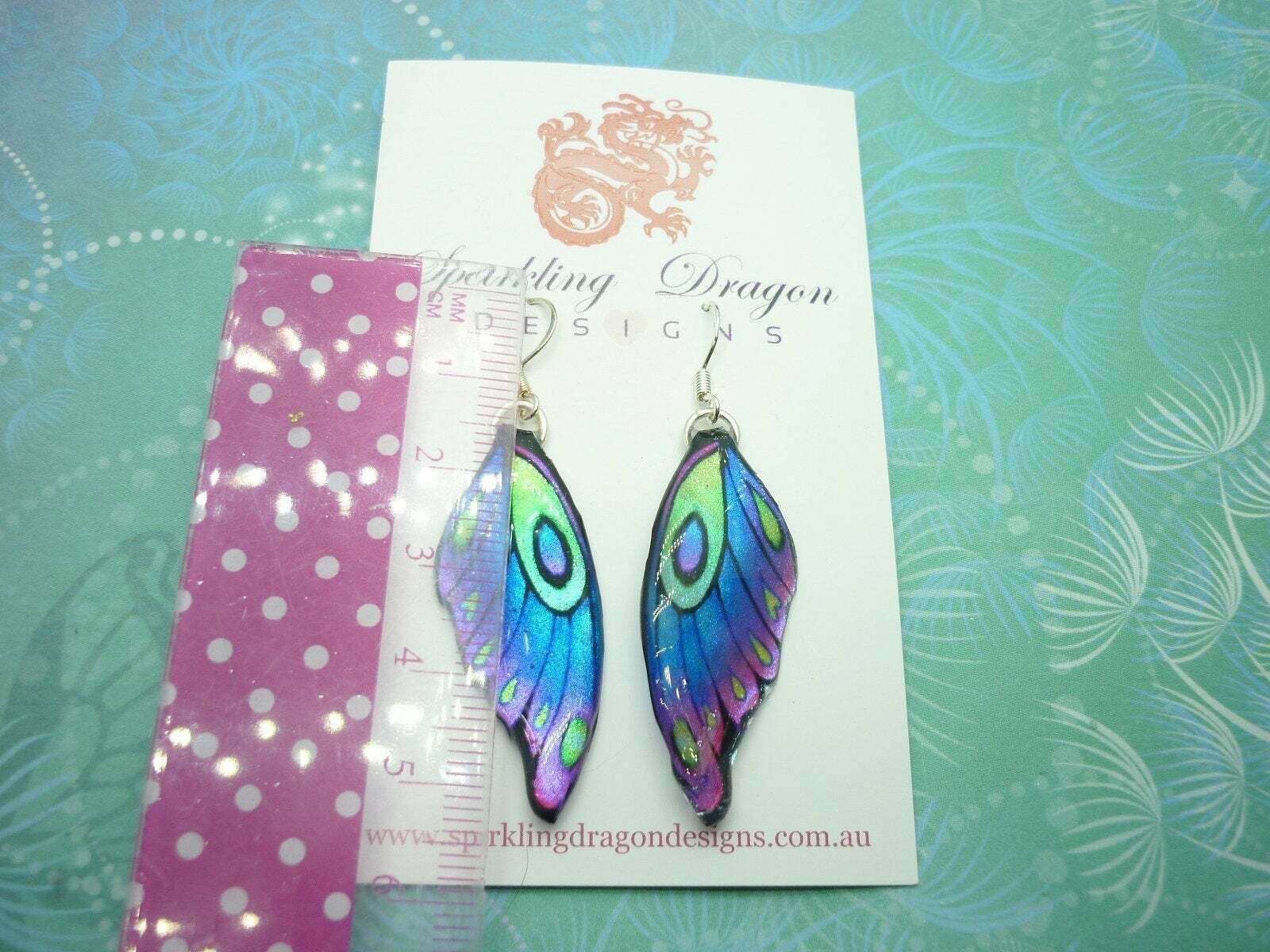 Butterfly Wing Earrings - Blue Purple Green Fun and Whimsical Fairy Jewellery - Image 5