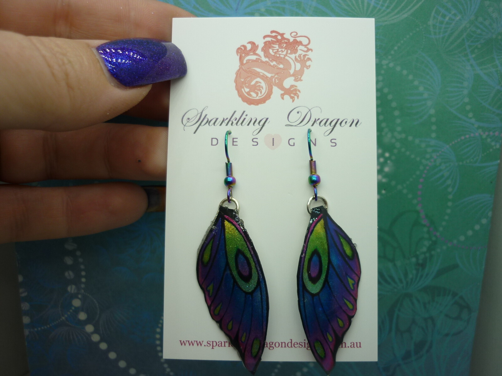 Butterfly Wing Earrings - Blue Purple Green Fun and Whimsical Fairy Jewellery - Image 7