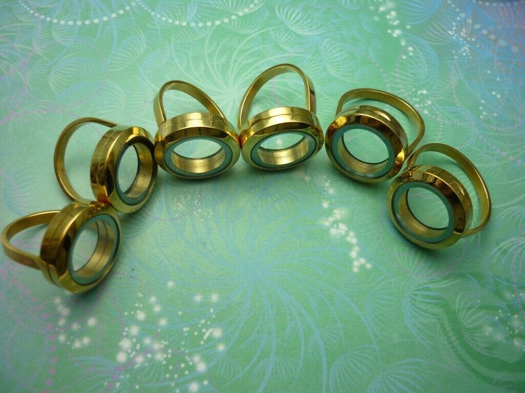 Elegant Stainless Steel Locket Ring - Various Sizes Available - Gold - Image 11