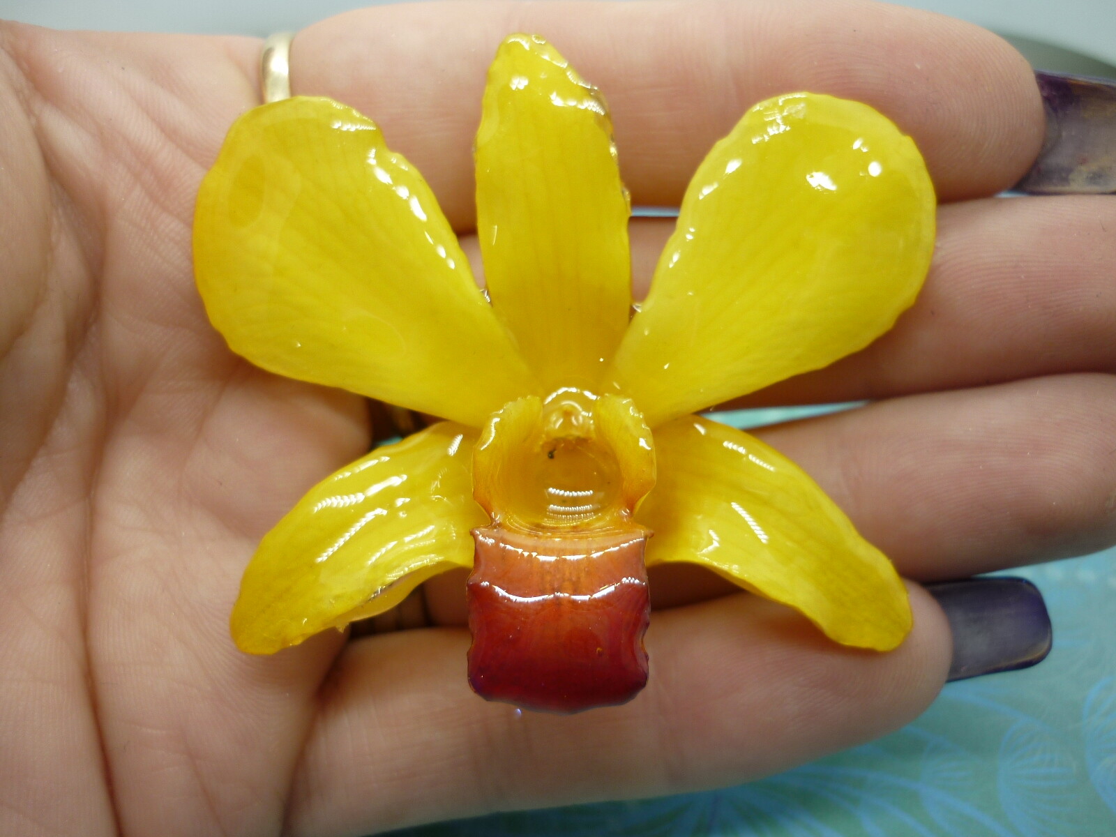 Real Orchid Flower Necklace - Bright Yellow - Handcrafted Gift for Her - Image 5