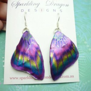 Butterfly Wing Earrings Pink & Rainbow- Fairy Jewellery, Fun Gift for Mum