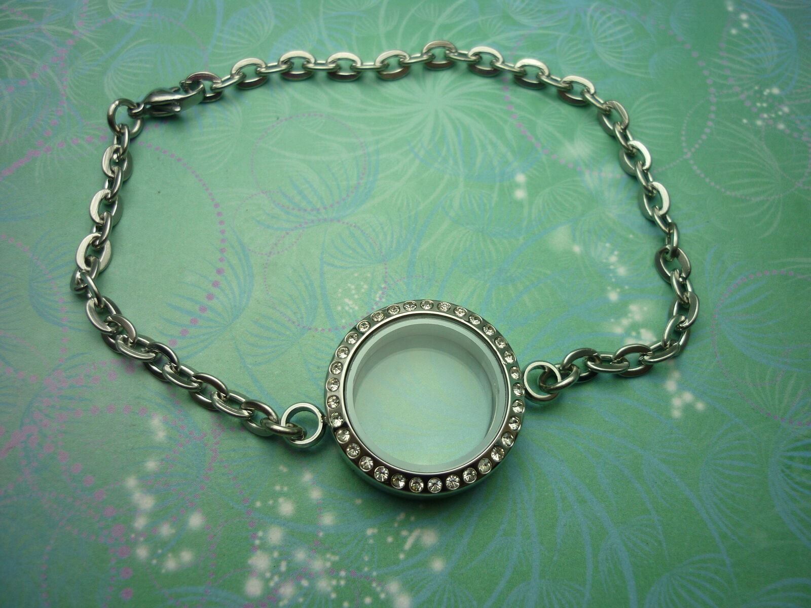 Stainless Steel CZ Locket Bracelet Medium 25mm