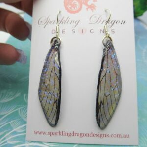 Dark Witch Dragonfly Wing Earrings Handcrafted - Butterfly Shimmer Wing Earrings