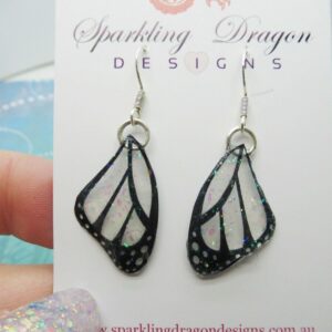 Unicorn Pink Flecks SpotsButterfly Wings Earrings Fantasy Fairy Jewellery