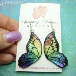 Butterfly Double Wing Earrings Blue and Yellow Fairy Jewellery Birthday Present