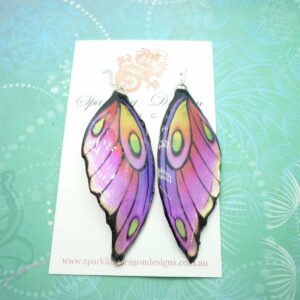 Butterfly Wing Earrings Soft Pink Yellow - Whimsical Fairy Fantasy Jewellery