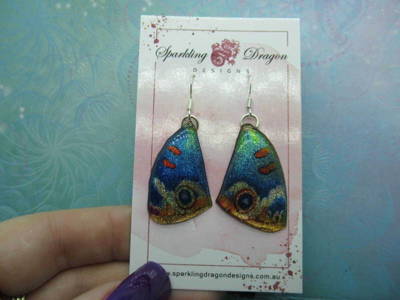 Snow White Sparkle Butterfly Earrings Fairy Jewellery Cosplay Gift under 30 - Image 3