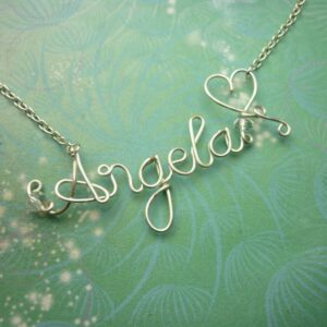 Choose Your Birthstone - Wedding Gift -Silver Name Necklace Wire & Crystals