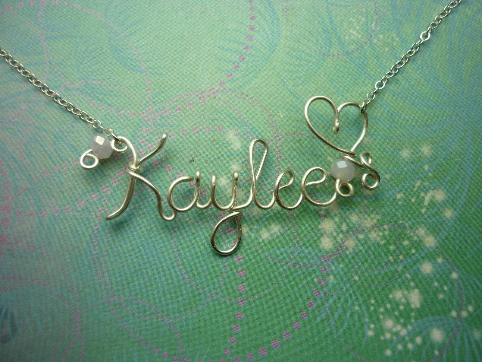 Choose Your Birthstone - Wedding Gift -Silver Name Necklace Wire & Crystals - Image 6