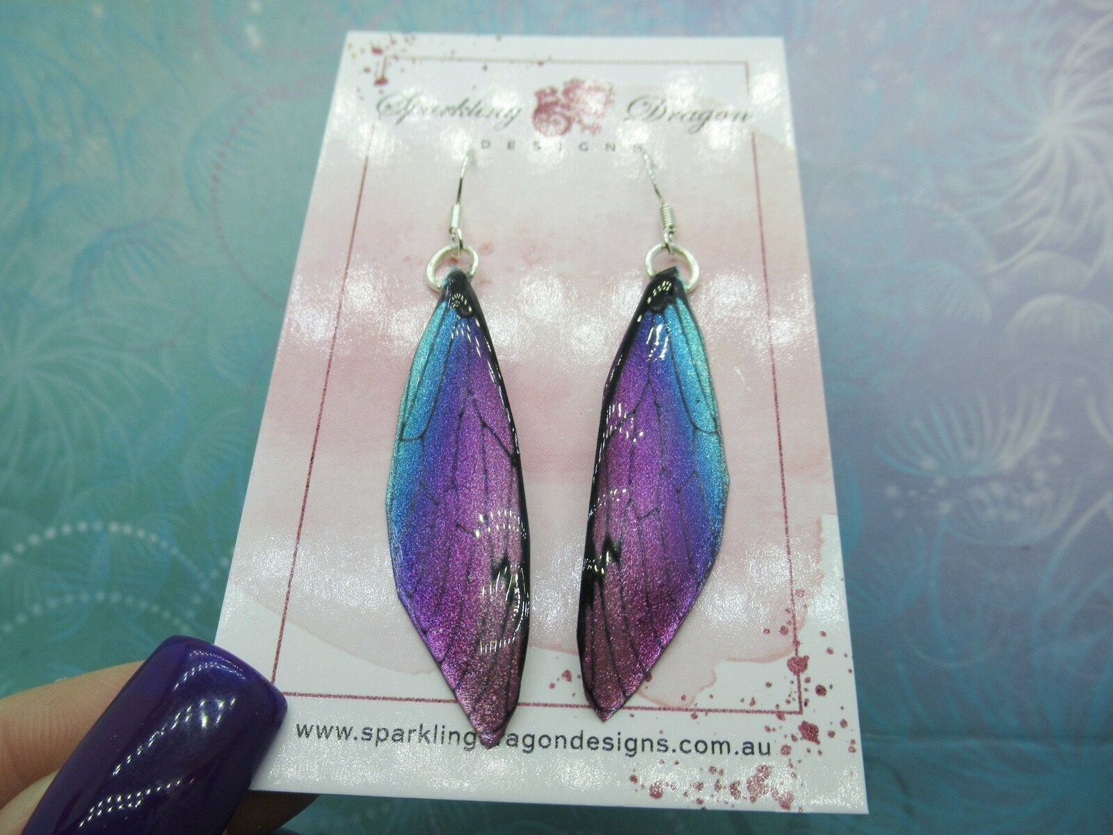 Pink Purple Blue Sparkle Dragonfly Fairy Fantasy Jewellery Butterfly Earrings