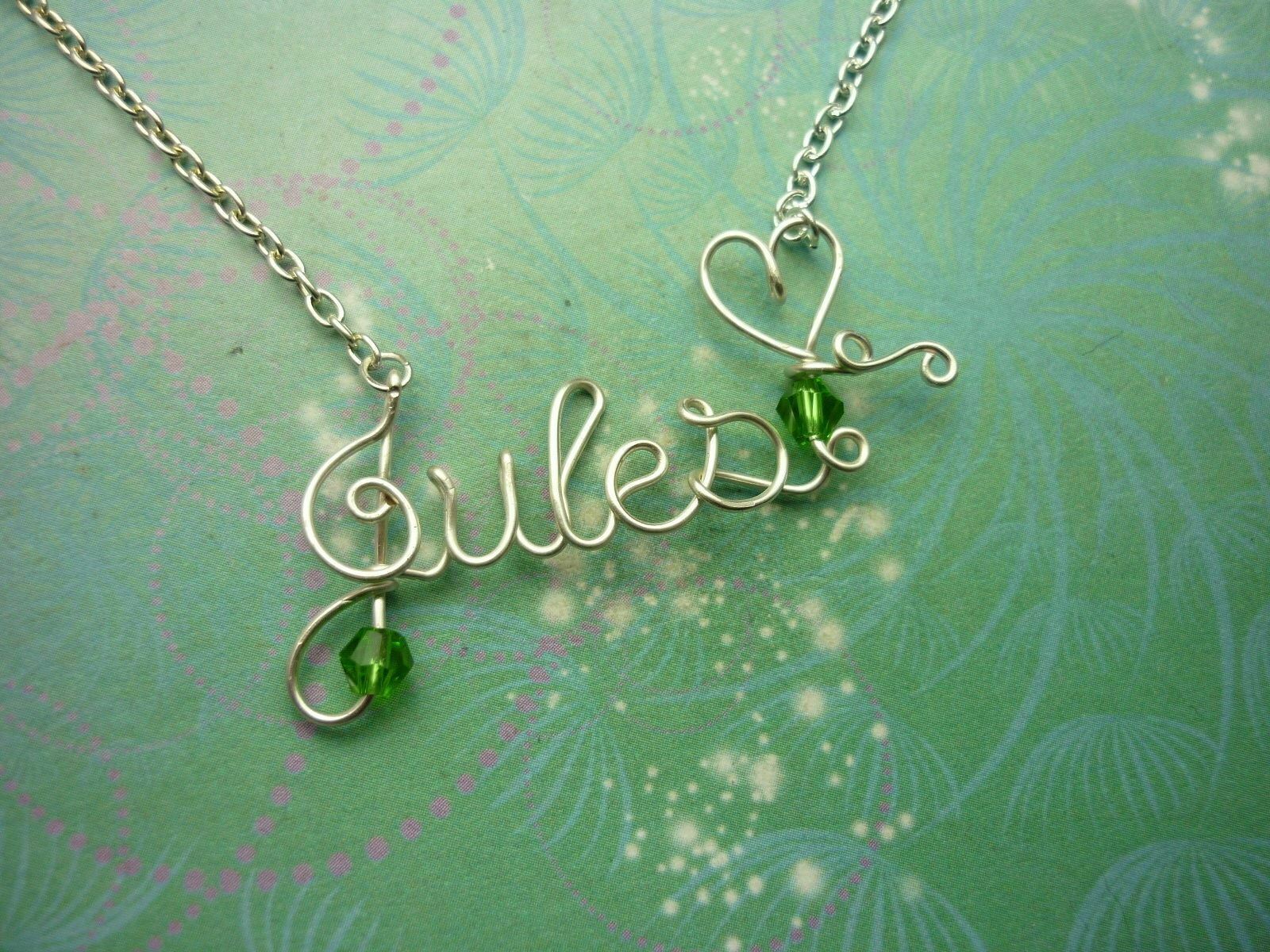 Choose Your Birthstone - Wedding Gift -Silver Name Necklace Wire & Crystals - Image 8