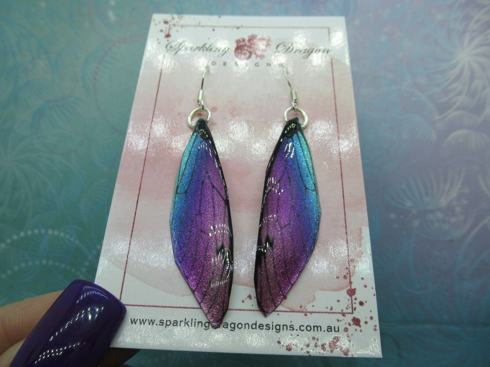 Pink Purple Blue Sparkle Dragonfly Fairy Fantasy Jewellery Butterfly Earrings - Image 2