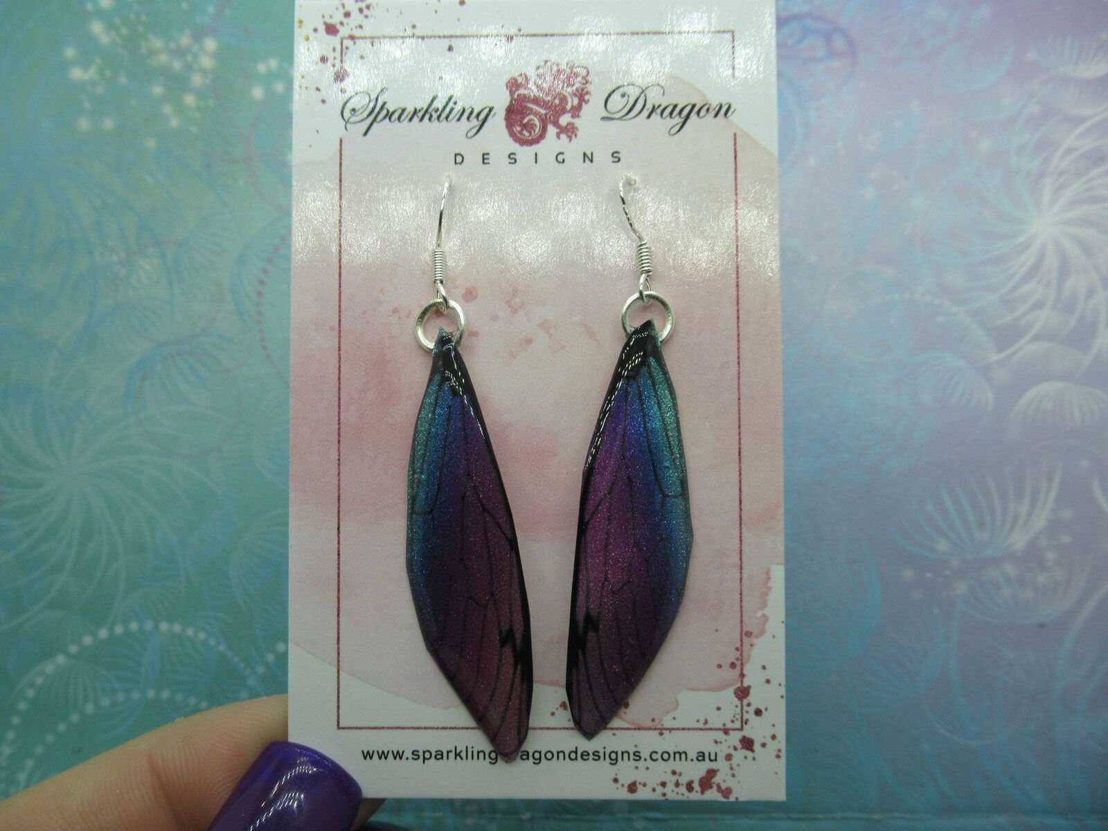 Pink Purple Blue Sparkle Dragonfly Fairy Fantasy Jewellery Butterfly Earrings - Image 3