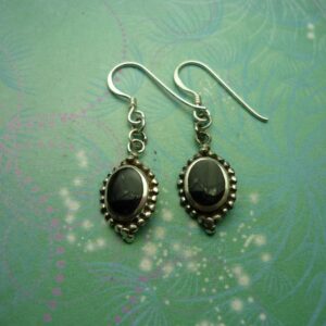 Sterling Silver Earrings - Black Onyx - 925 Hallmarked - Style 32 Vintage