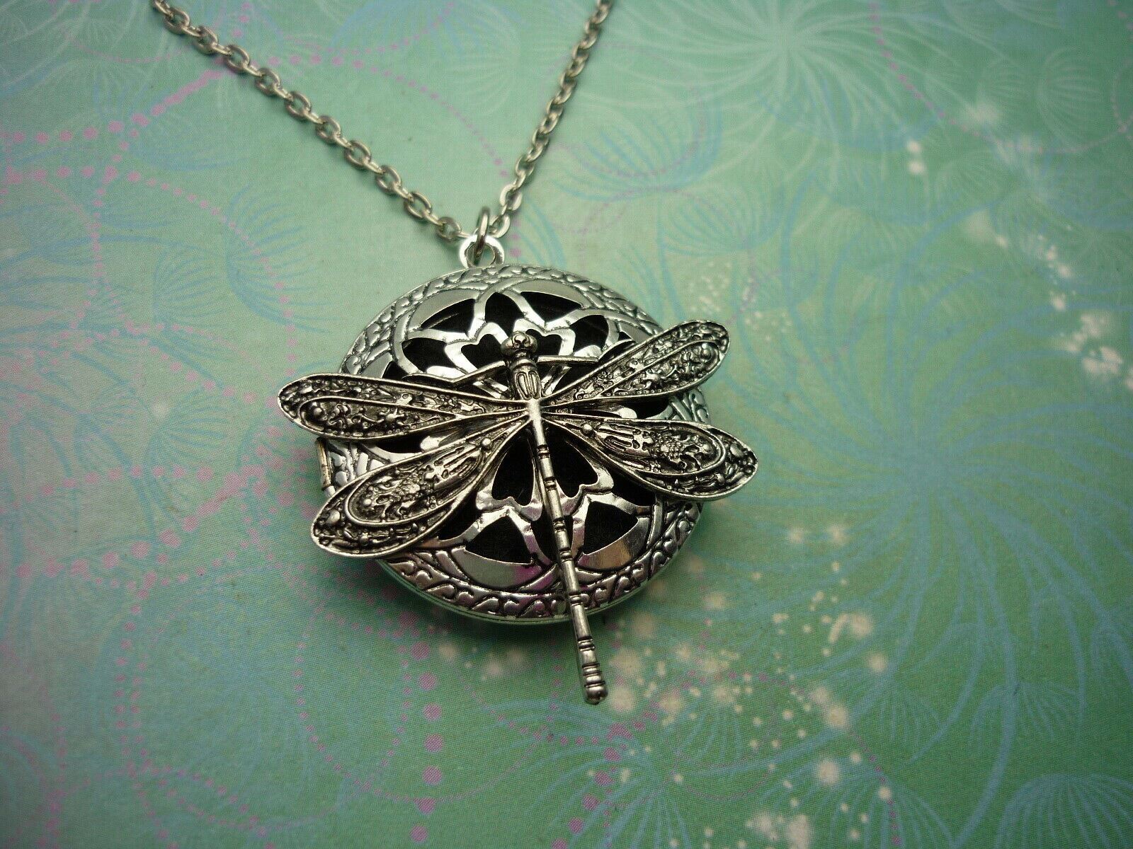 Dragonfly Pendant Silver Plated Aromatherapy Necklace - Perfume Jewellery