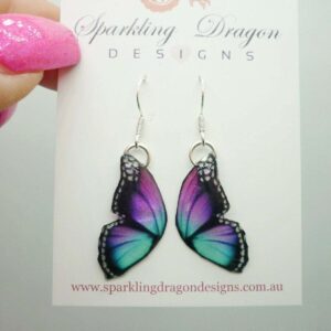 Butterfly Double Wing Earrings Little Blue & Pink - Fairy Jewellery Fun Gift
