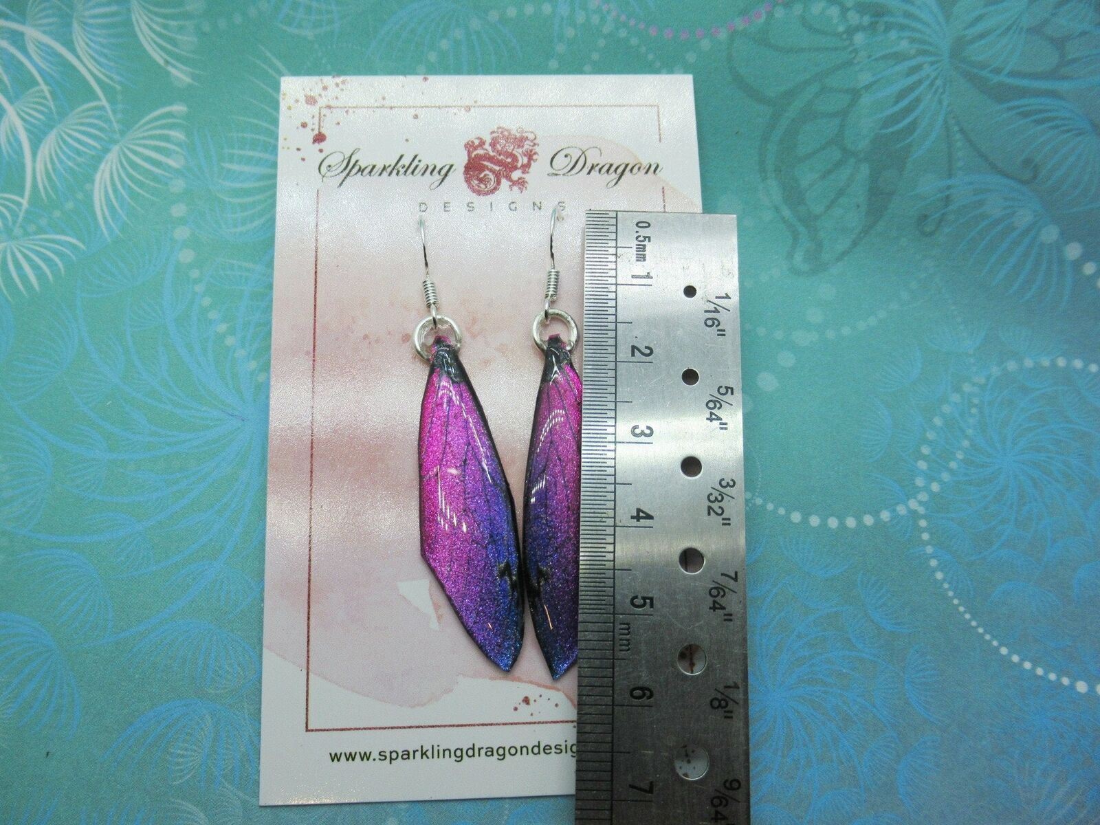 Vibrant Dragonfly Wing Butterfly Earrings Pink & Purple - Fairy Jewellery - Image 3
