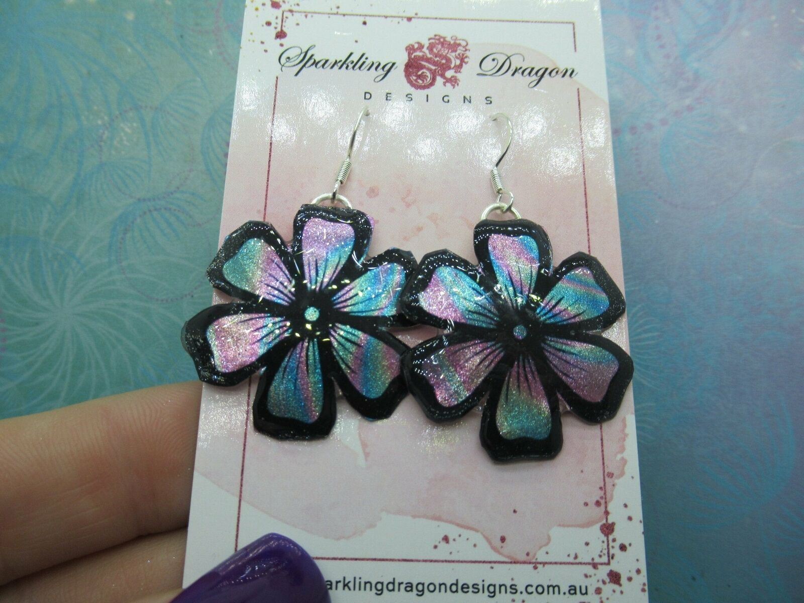 Feel Good Flower Earrings - Swirling Colours in Resin - Handcrafted Lightweight