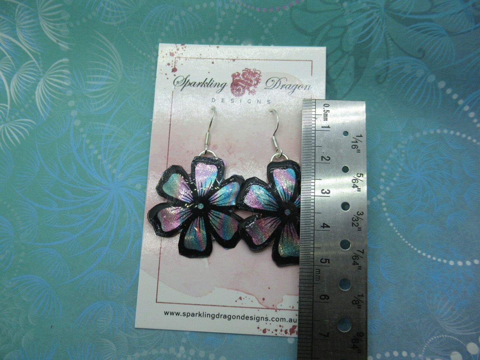 Feel Good Flower Earrings - Swirling Colours in Resin - Handcrafted Lightweight - Image 3