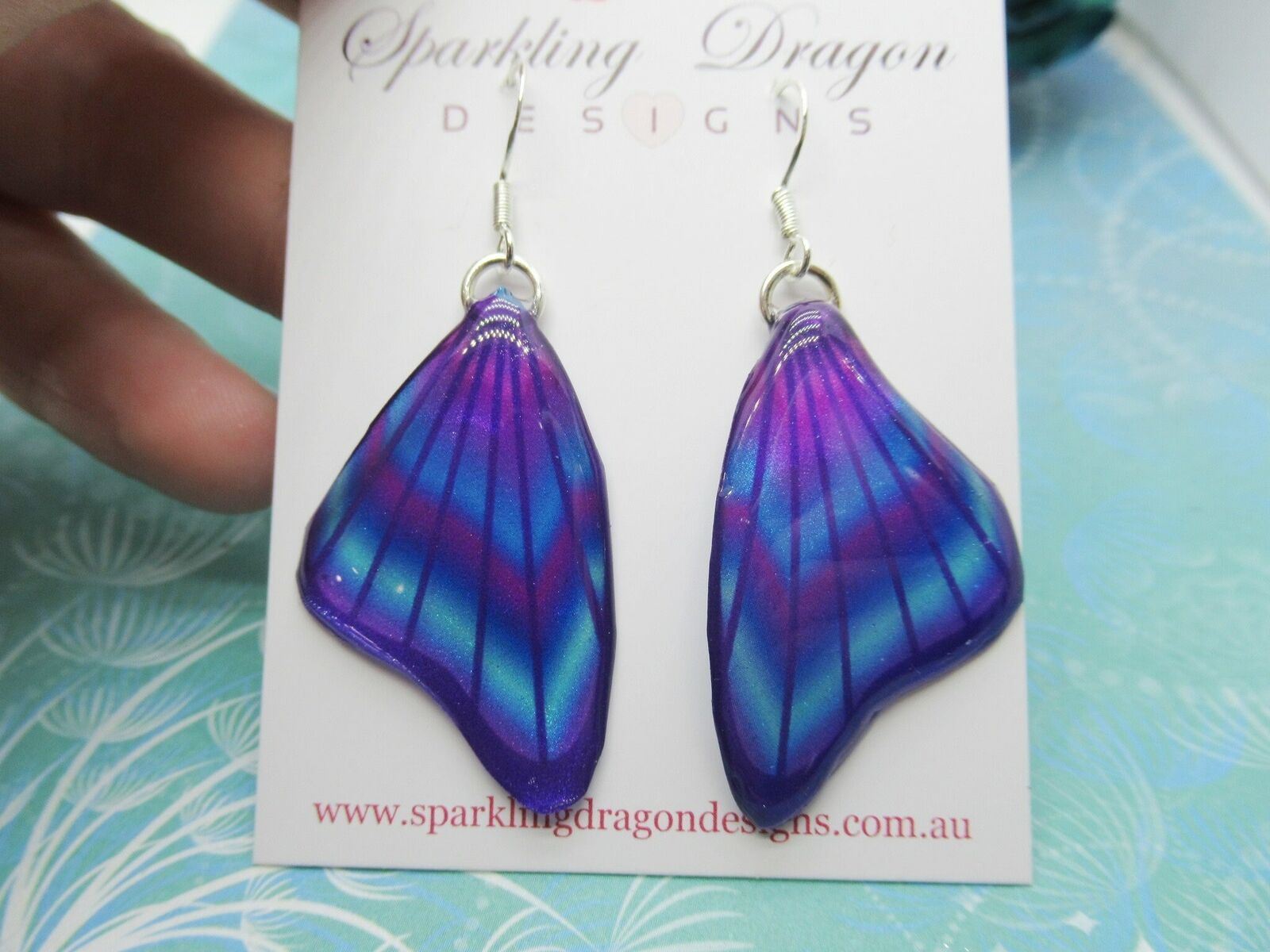 Butterfly Wing Earrings Purple, Blue & Rainbow- Fairy Jewellery Unique Gift