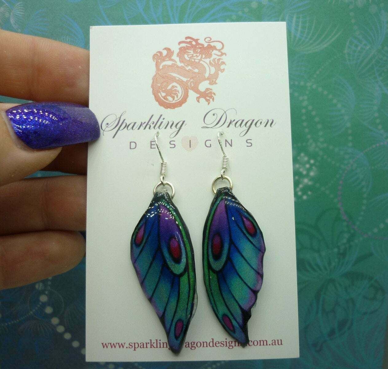 Butterfly Wing Earrings Blue & Purple - Fairy Jewellery Fun Gift for a teacher