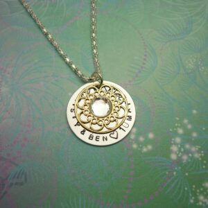 Personalised Golden Swirl Bridal Handstamped Message Necklace
