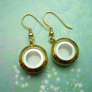 Unique Stainless Steel Floating Charm Locket Earrings - Gold