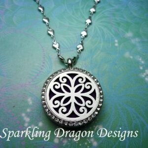 Fragrant Aromatherapy Locket - Sparkling Scroll Flower - Perfume Locket