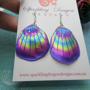 Butterfly Wing Earrings Blue Rainbow Fairy Jewellery Fantasy Cosplay