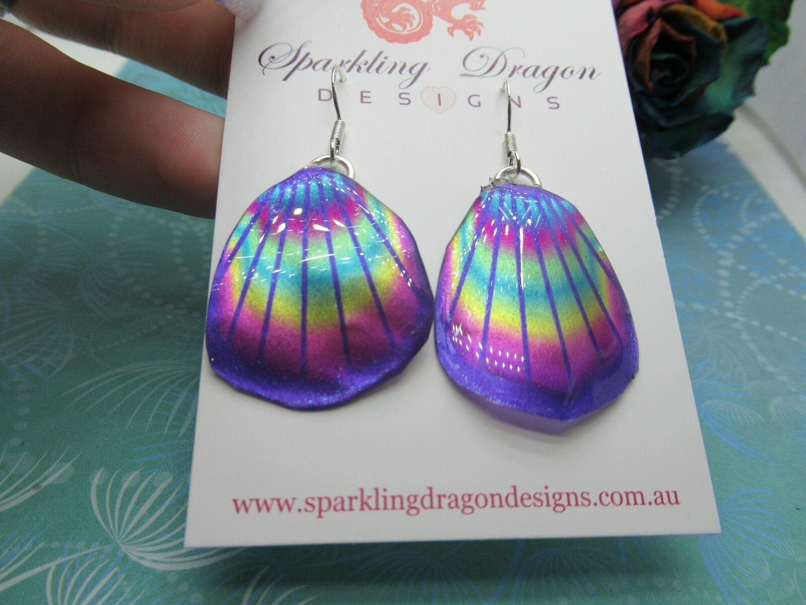 Butterfly Wing Earrings Blue Rainbow Fairy Jewellery Fantasy Cosplay
