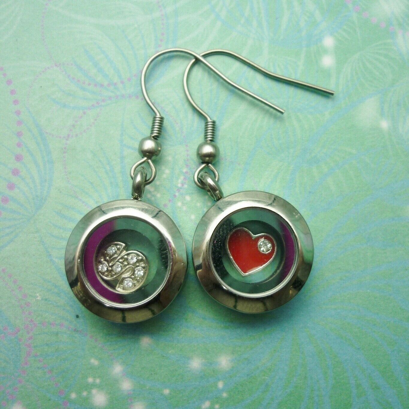 Stainless Steel Floating Charm Locket Earrings - Silver - just add your charms