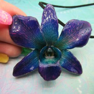 Real Orchid Flower Necklace - Blue/Purple. Goddess Jewellery for you.