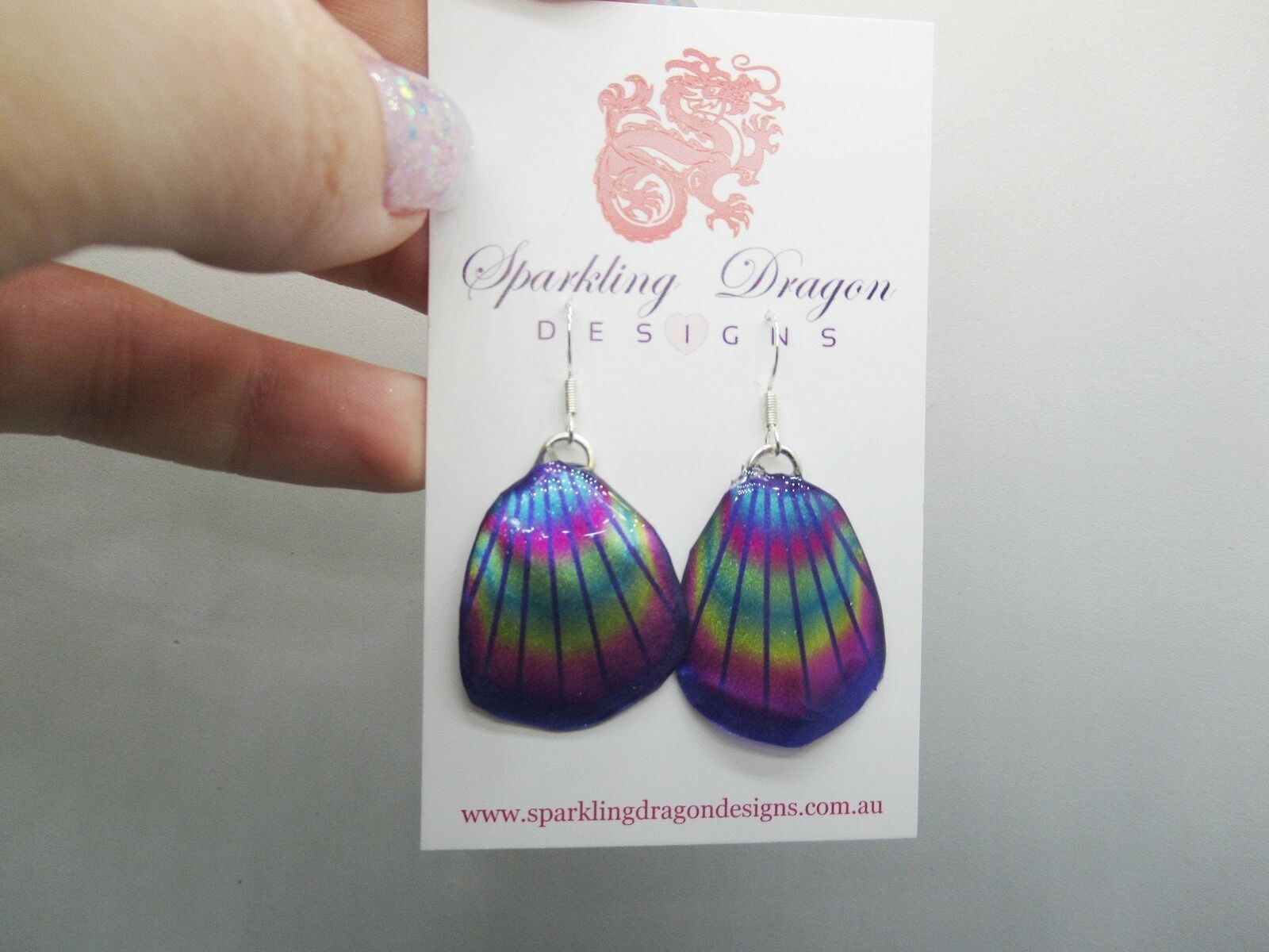 Butterfly Wing Earrings Blue Rainbow Fairy Jewellery Fantasy Cosplay - Image 6