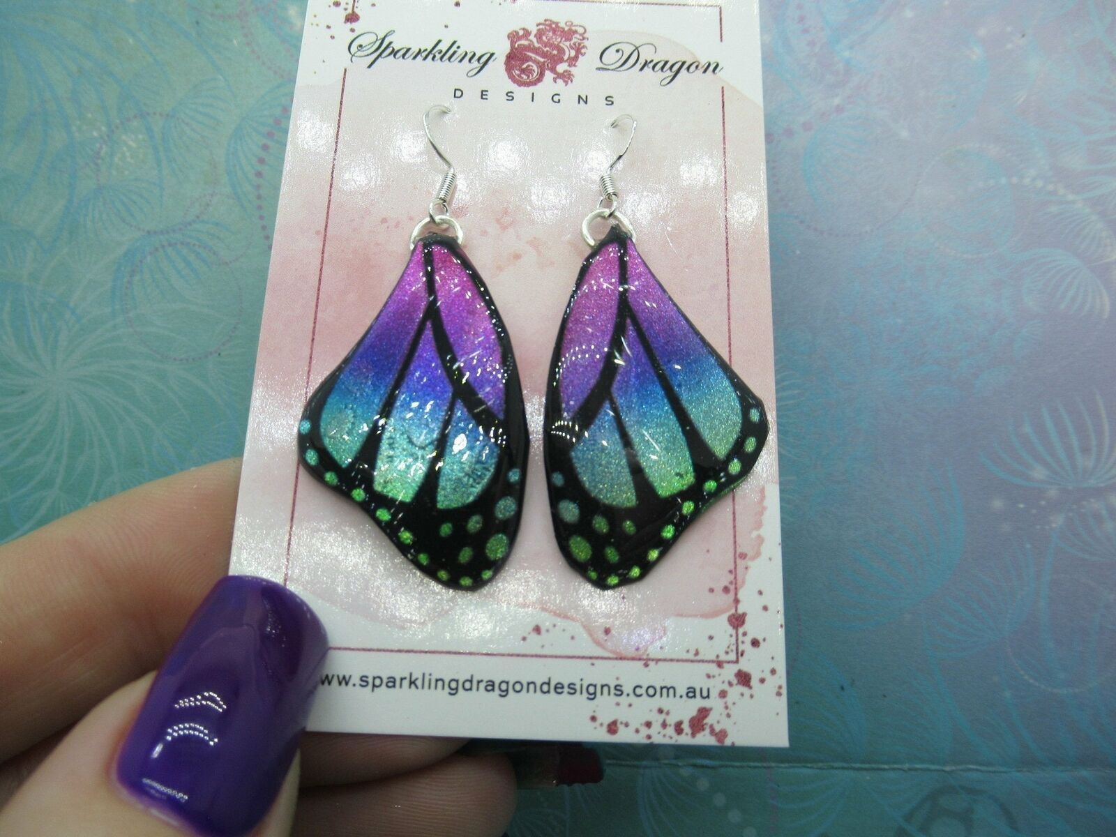 Butterfly Earrings Blue, Purple, Pink - Fairy Jewellery Fun Gift - Image 2