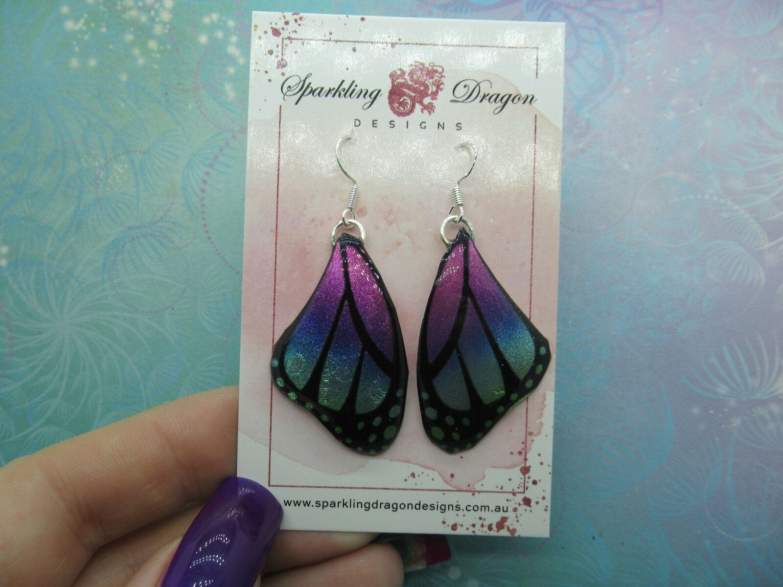 Butterfly Earrings Blue, Purple, Pink - Fairy Jewellery Fun Gift - Image 3
