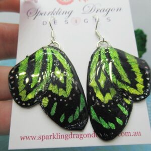 Butterfly Double Wing Earrings Yellow Green - Fairy Jewellery Fun Gift for her,